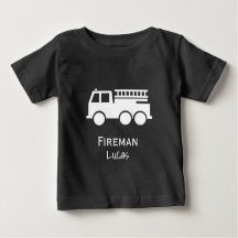 Little Boy Fire Truck met Name Black en White