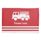 Little Boy Fire Truck met Name Red en White Kussensloop (Achterkant)