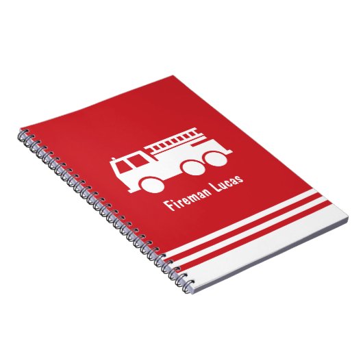 Little Boy Fire Truck met Name Red en White Notitieboek (Rechterzijde)