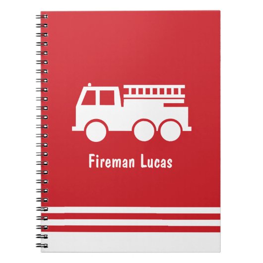 Little Boy Fire Truck met Name Red en White Notitieboek (Voorkant)