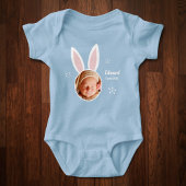 Little Boy Foto met Bunny Ears en Name Easter Romper