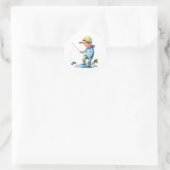 Little Boy Gevist illustratie Ronde Sticker (Tas)