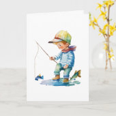 Little Boy Gevist illustratie | Verjaardag Kaart (Gele Bloem)