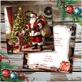 Little Boy Giving Santa a Gift Christmas Feestdagenkaart