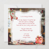 Little Boy Giving Santa a Gift Christmas Feestdagenkaart (Achterkant)