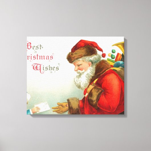 Little Boy Giving Santa a Letter Canvas Afdruk (Voorkant)
