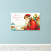 Little Boy Giving Santa a Letter Canvas Afdruk (Insitu (Houten vloer))