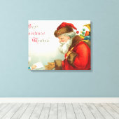 Little Boy Giving Santa a Letter Canvas Afdruk (Insitu (Houten vloer))