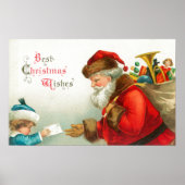 Little Boy Giving Santa a Letter Poster (Voorkant)