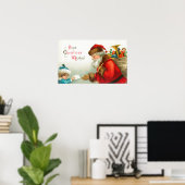 Little Boy Giving Santa a Letter Poster (Thuiskantoor)