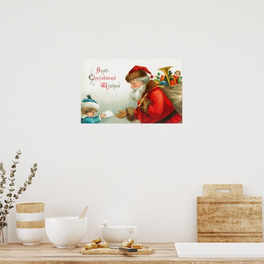Little Boy Giving Santa a Letter Poster (Keuken)