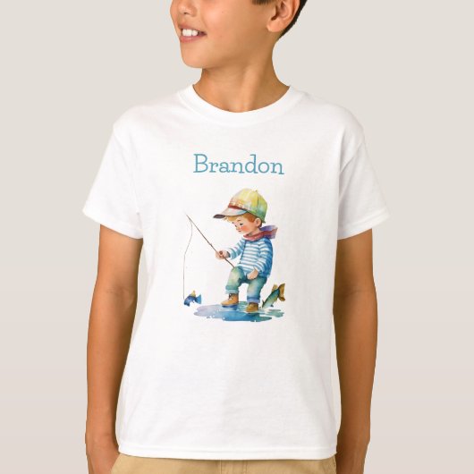 Little Boy-illustratie gepersonaliseerd Gevist T-shirt (Voorkant)