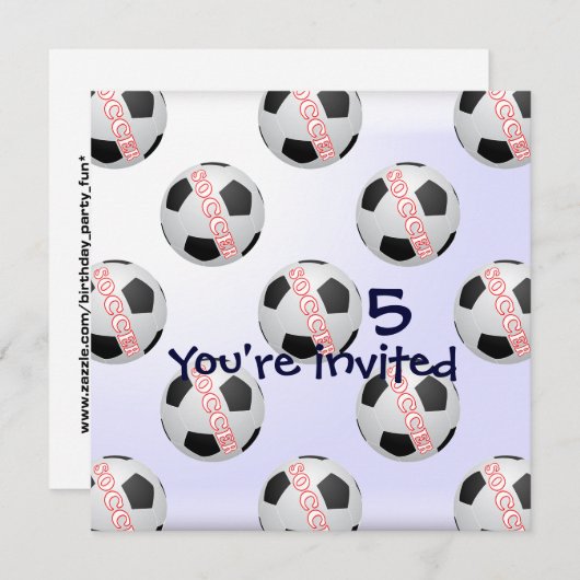Little Boy Invitation soccer Kaart (Voorkant / Achterkant)