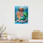 Little Boy Merm en zijn zee paard Poster (Keuken)