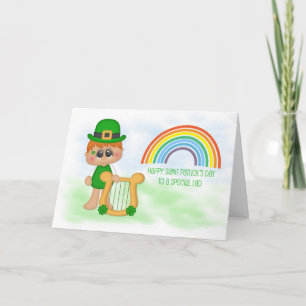 Little Boy met Harp, Rainbow, Saint Patrick's Day Kaart