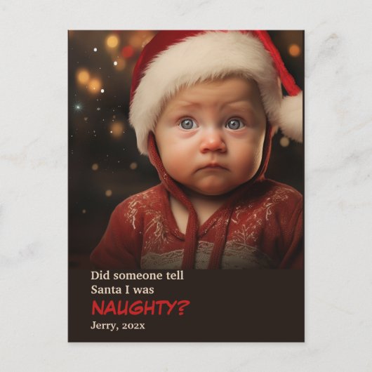 Little Boy Naughty List Leuke Foto Briefkaart (Voorkant)
