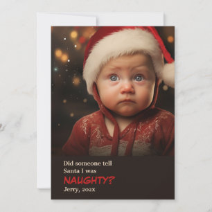 Little Boy Naughty List Leuke Foto Kerst Kaart