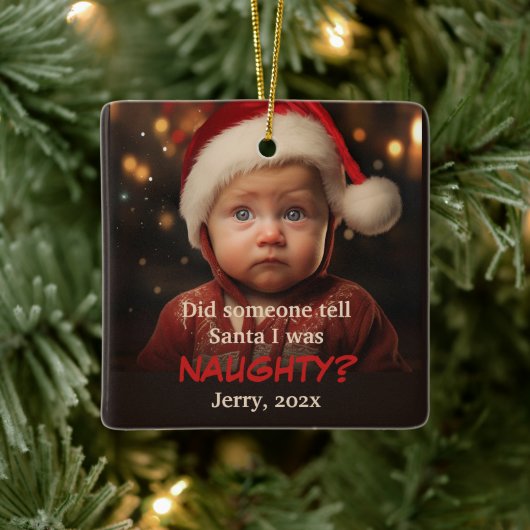 Little Boy Naughty List Leuke Kerstversiering Keramisch Ornament (Boom)