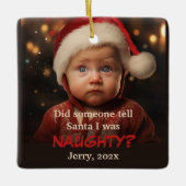 Little Boy Naughty List Leuke Kerstversiering Keramisch Ornament (Voorkant)
