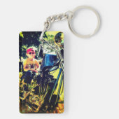 Little Boy op Big Motorcycle AcrylSleutelhanger Sleutelhanger (achterkant)