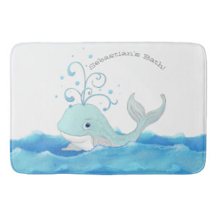 Little Boy Personalized Bath Home Decor Cute Whale Badmat