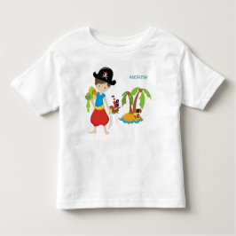 Little Boy Pirate met Treasure and Parrot Kinder Shirts