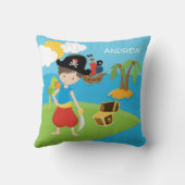 Little Boy Pirate met Treasure and Parrot Kussen (Achterkant)