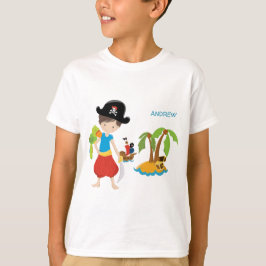 Little Boy Pirate met Treasure and Parrot T-shirt