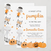 Little Boy Pumpkin Baby shower Uitnodiging (Voorkant / Achterkant)