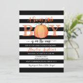 Little Boy Pumpkin Herfst Baby shower Invitation Kaart (Staand voorkant)