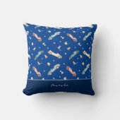 Little Boy Racing Car Watercolor Pattern on Blue Kussen (Voorkant)