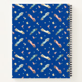 Little Boy Racing Car Waterverf Pattern on Blue Notitieboek (Achterkant)