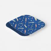 Little Boy Racing Car Waterverf Pattern on Blue Papieren Bordje (Gebogen)