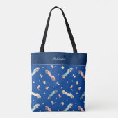 Little Boy Racing Car Waterverf Pattern on Blue Tote Bag (Achterkant)