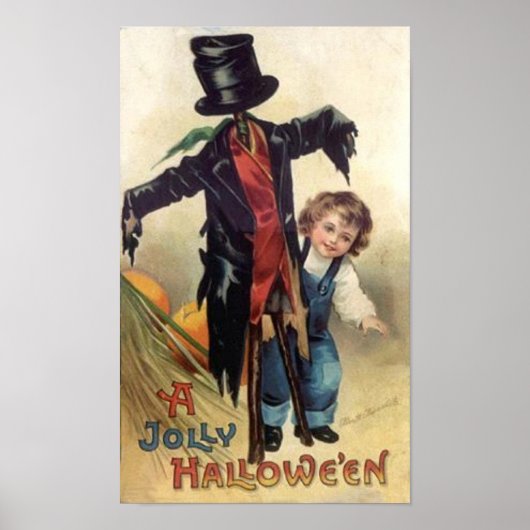 Little Boy & Scarecrow  Halloween Poster (Voorkant)