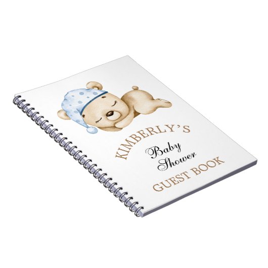 Little Boy Teddy Bear Baby shower gepersonaliseerd Notitieboek (Rechterzijde)