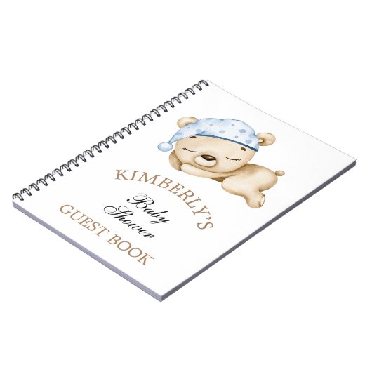 Little Boy Teddy Bear Baby shower gepersonaliseerd Notitieboek (Linkerzijde)