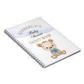 Little Boy Teddy Bear Baby shower gepersonaliseerd Notitieboek (Rechterzijde)