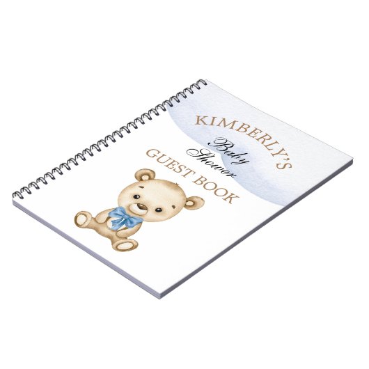 Little Boy Teddy Bear Baby shower gepersonaliseerd Notitieboek (Linkerzijde)