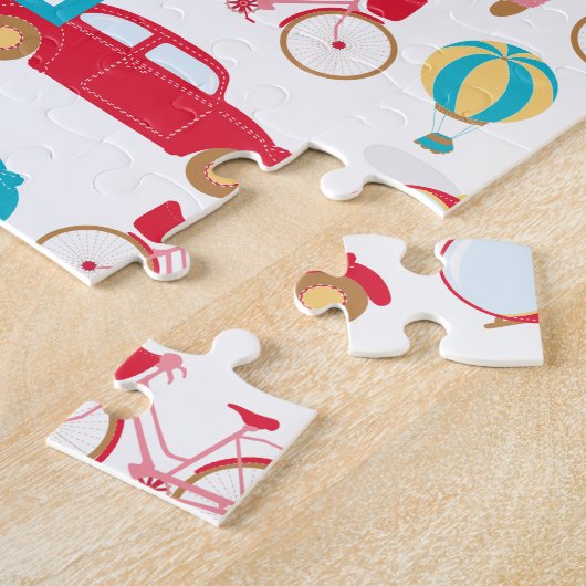 Little Boy Vehicle Pattern met voornaam Legpuzzel (Zijkant)