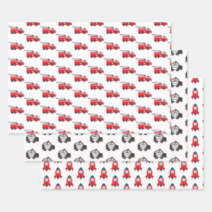 Little Boy Vehicle: Politieauto, brandweerwagen, r Inpakpapier Vel