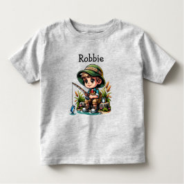 Little Boy Vist Cartoon gepersonaliseerd Kinder Shirts