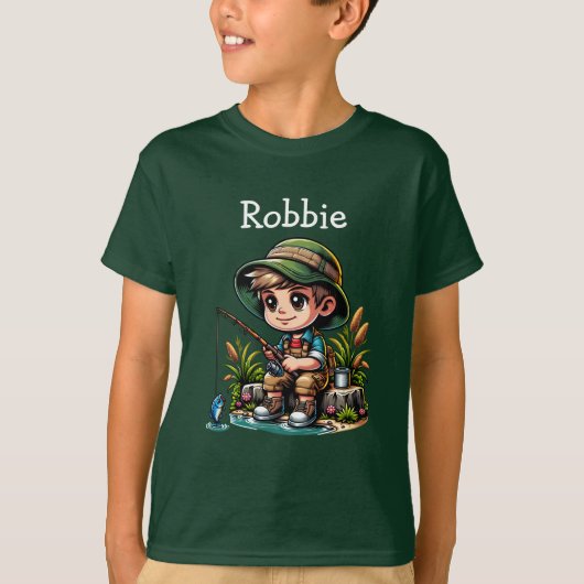 Little Boy Vist Cartoon gepersonaliseerd T-shirt (Voorkant)