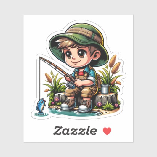 Little Boy Vist Cartoon Sticker (Vel)