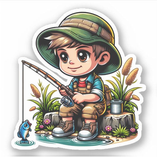 Little Boy Vist Cartoon Sticker (Voorkant)