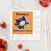 Little BoyinCostume w/Pumpkin OrangeGingham Napkin Servetten (Insitu)