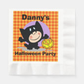 Little BoyinCostume w/Pumpkin OrangeGingham Napkin Servetten (Voorkant)