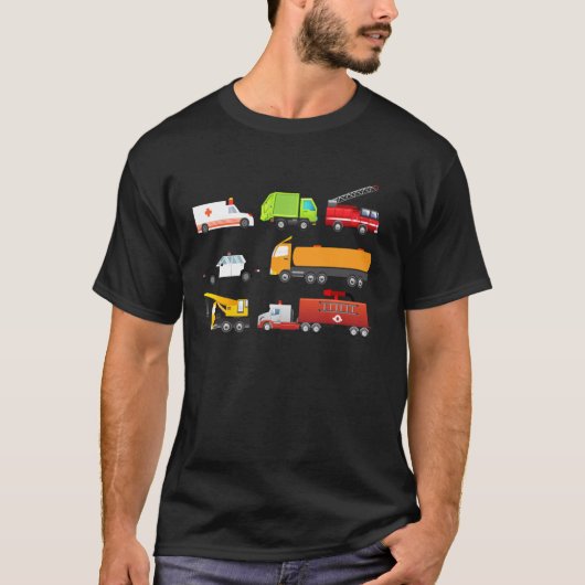 Little Boys Emergency Vehicles Hospital Trucks Fun T-shirt (Voorkant)