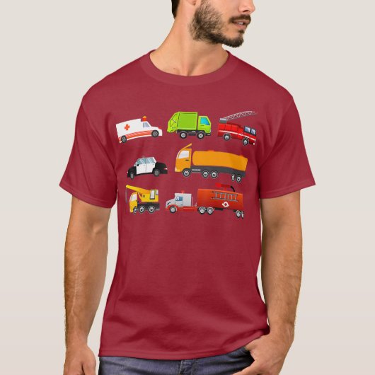 Little Boys Emergency Vehicles Hospital Trucks T-shirt (Voorkant)
