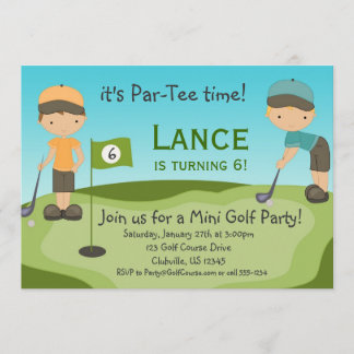 Little Boys Golf Birthday Party Invitation Kaart